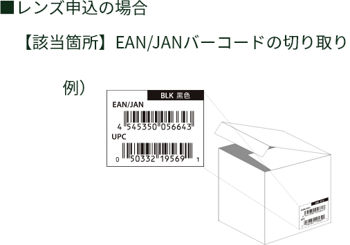 レンズ申込の場合 【該当箇所】EAN/JANバーコードの切り取り