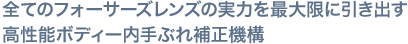 全てのフォーサーズレンズの実力を最大限に引き出す高性能ボディー内手ぶれ補正機構